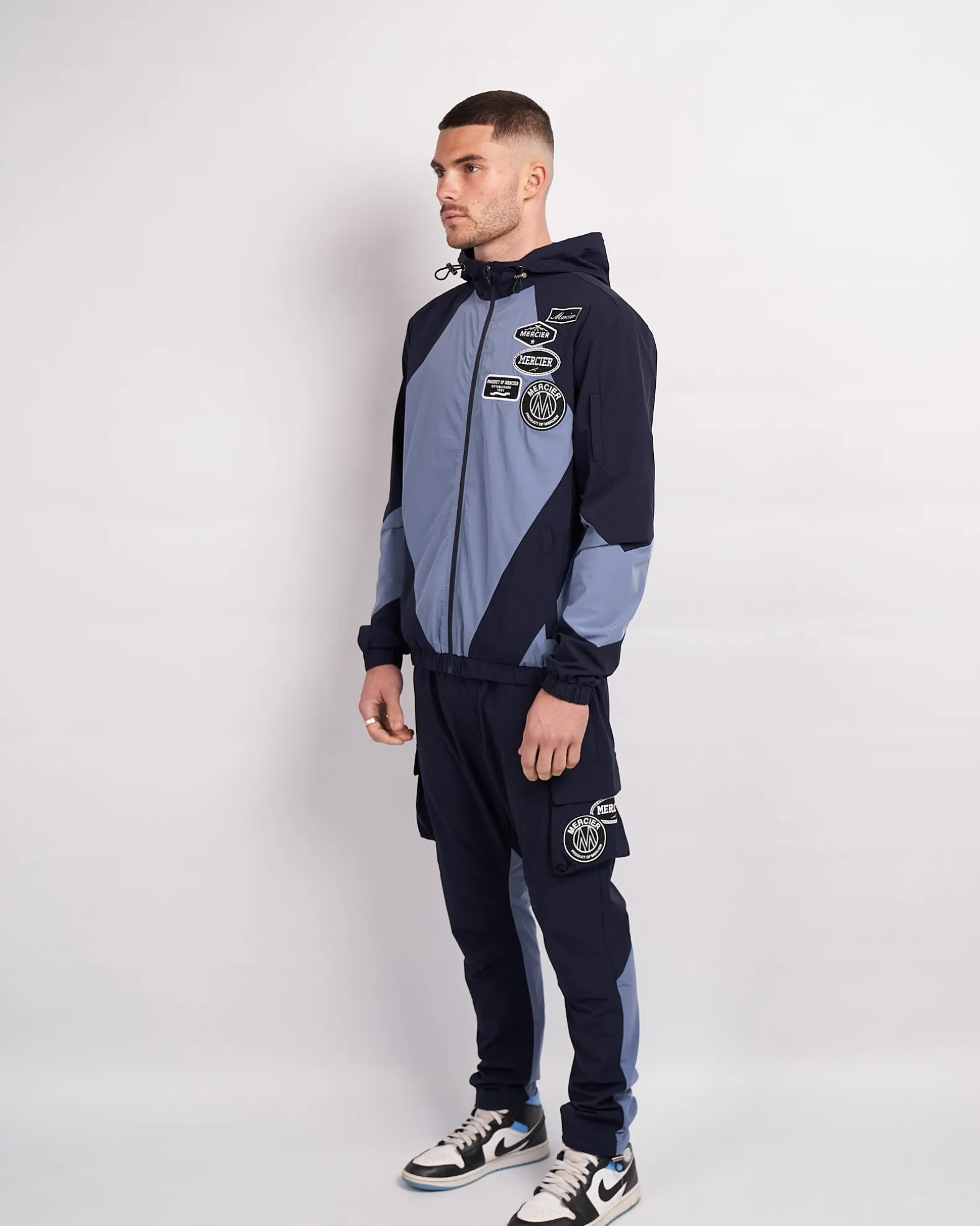 Navy Placid Blue Mono Badge Panelled Cargos