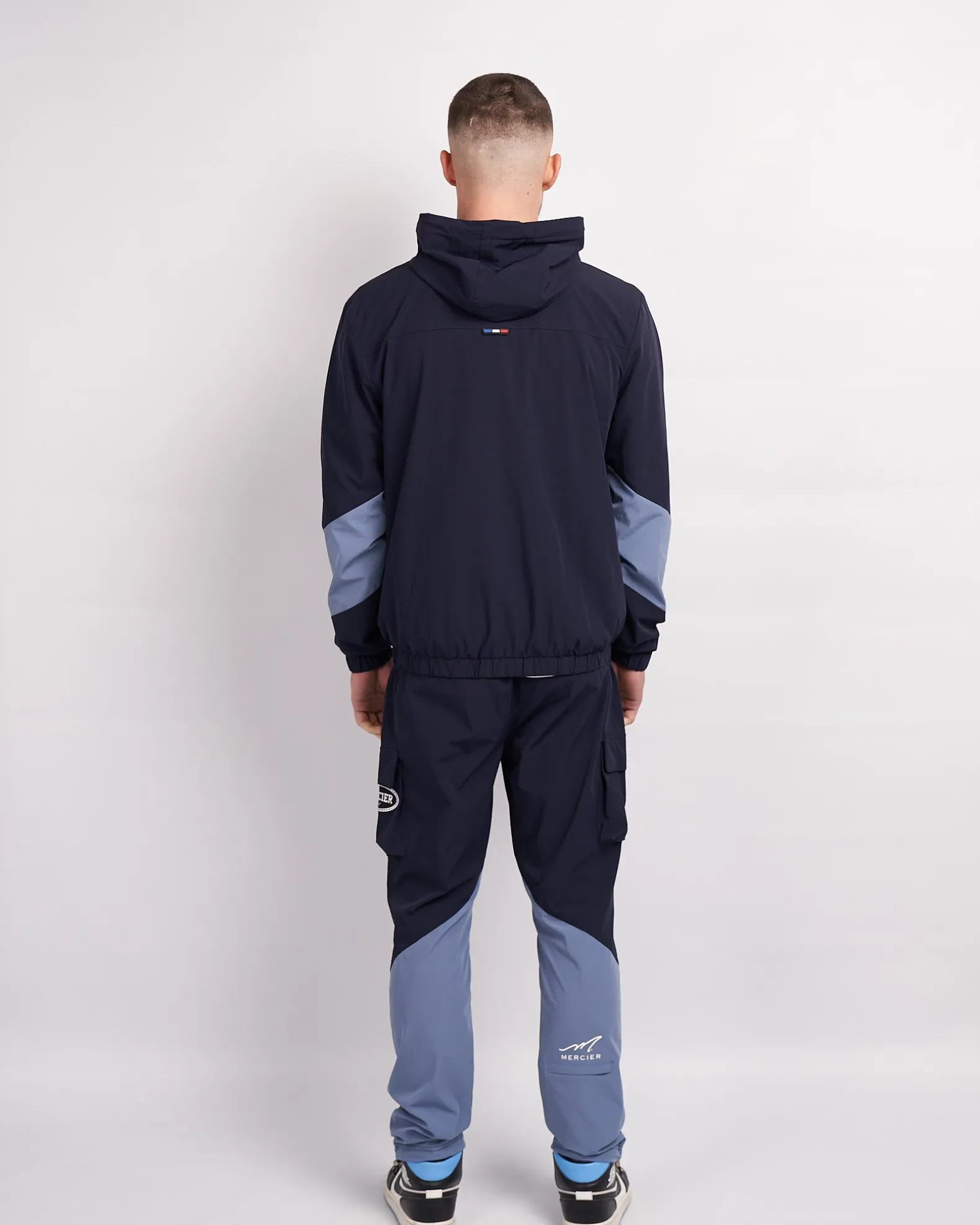 Navy Placid Blue Mono Badge Panelled Windbreaker
