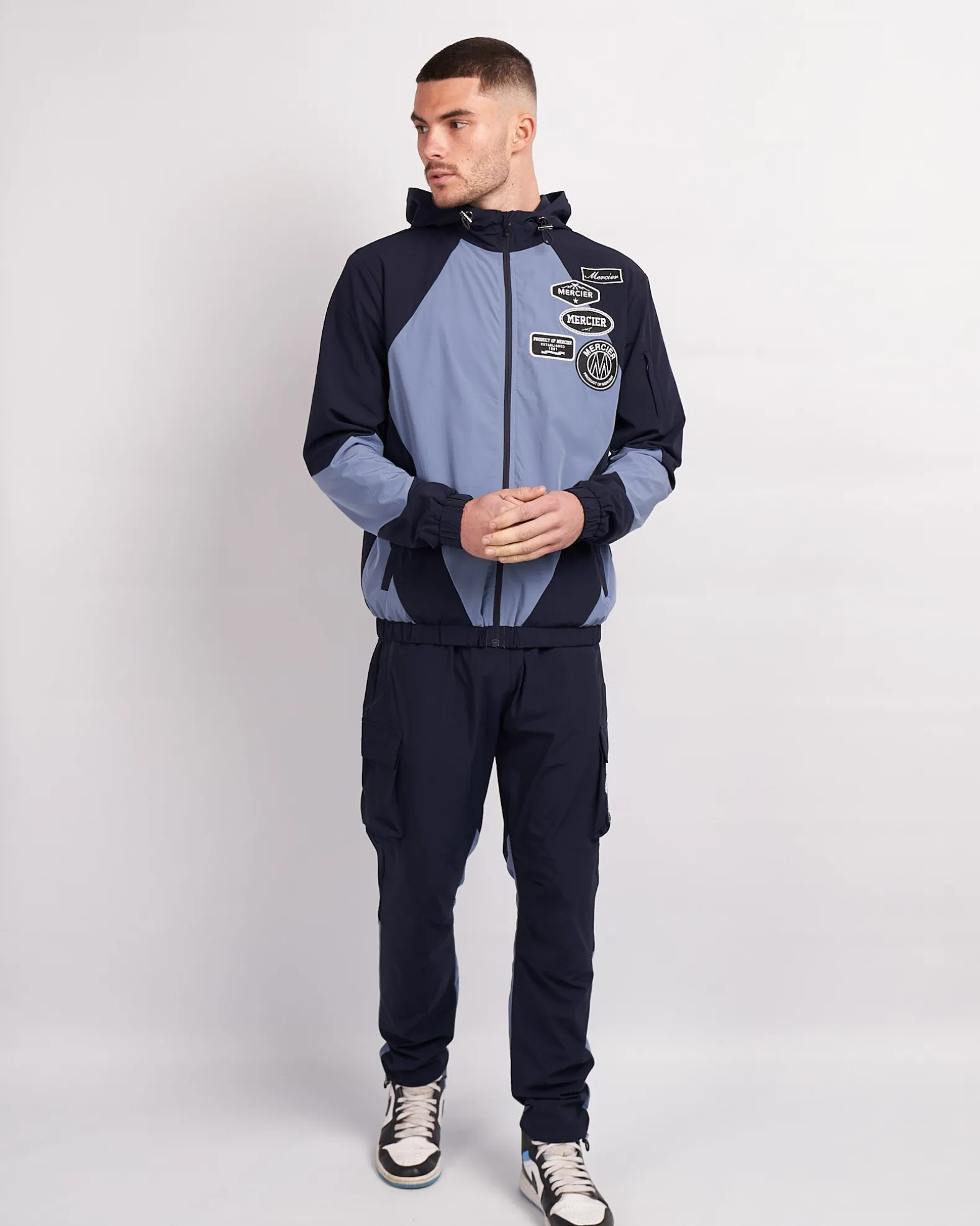 Navy Placid Blue Mono Badge Panelled Cargos