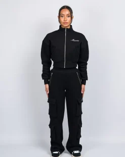 Womens Black Signature Jersey Cargo Pants