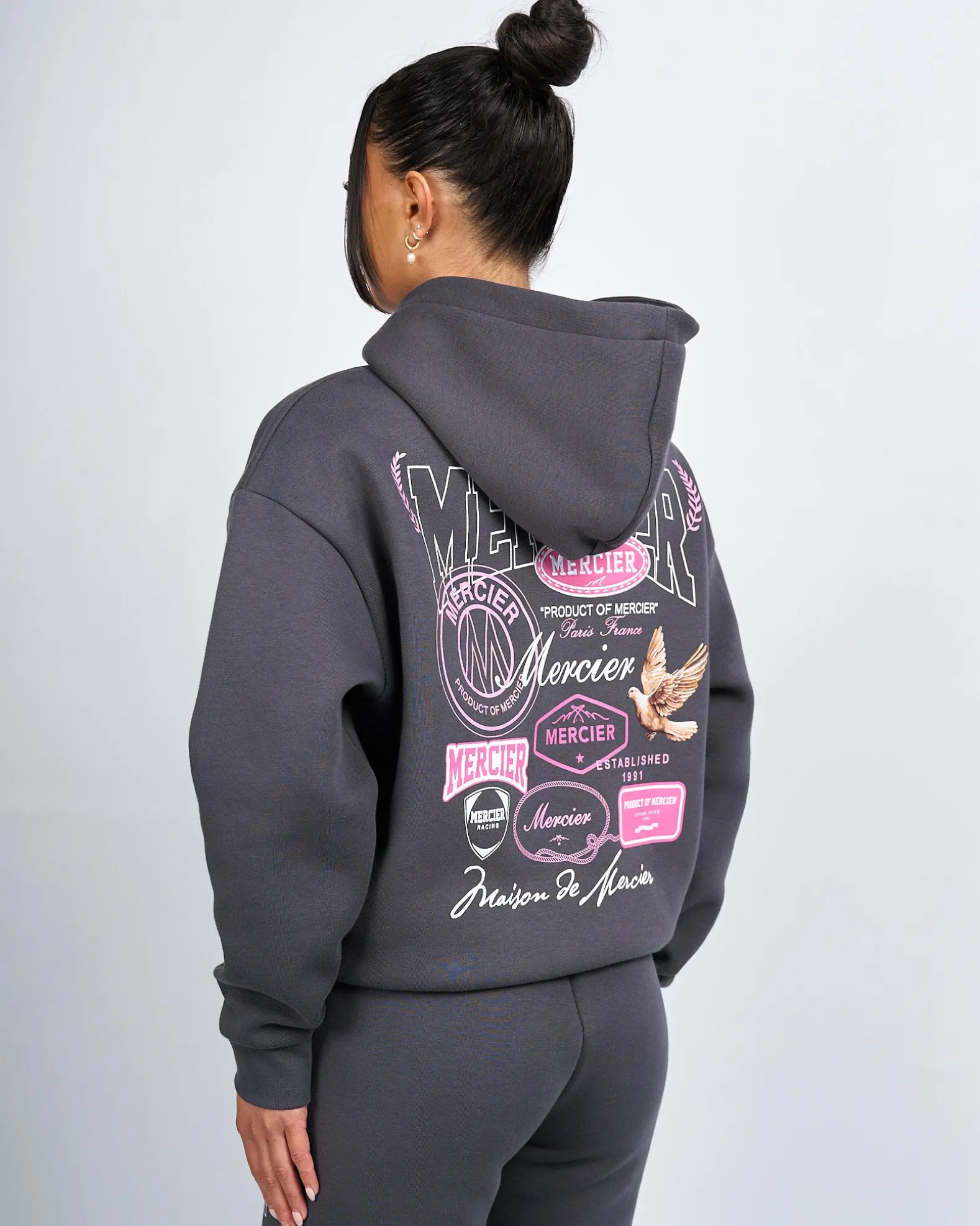 Womens Charcoal Pink Multi Tour Hoodie