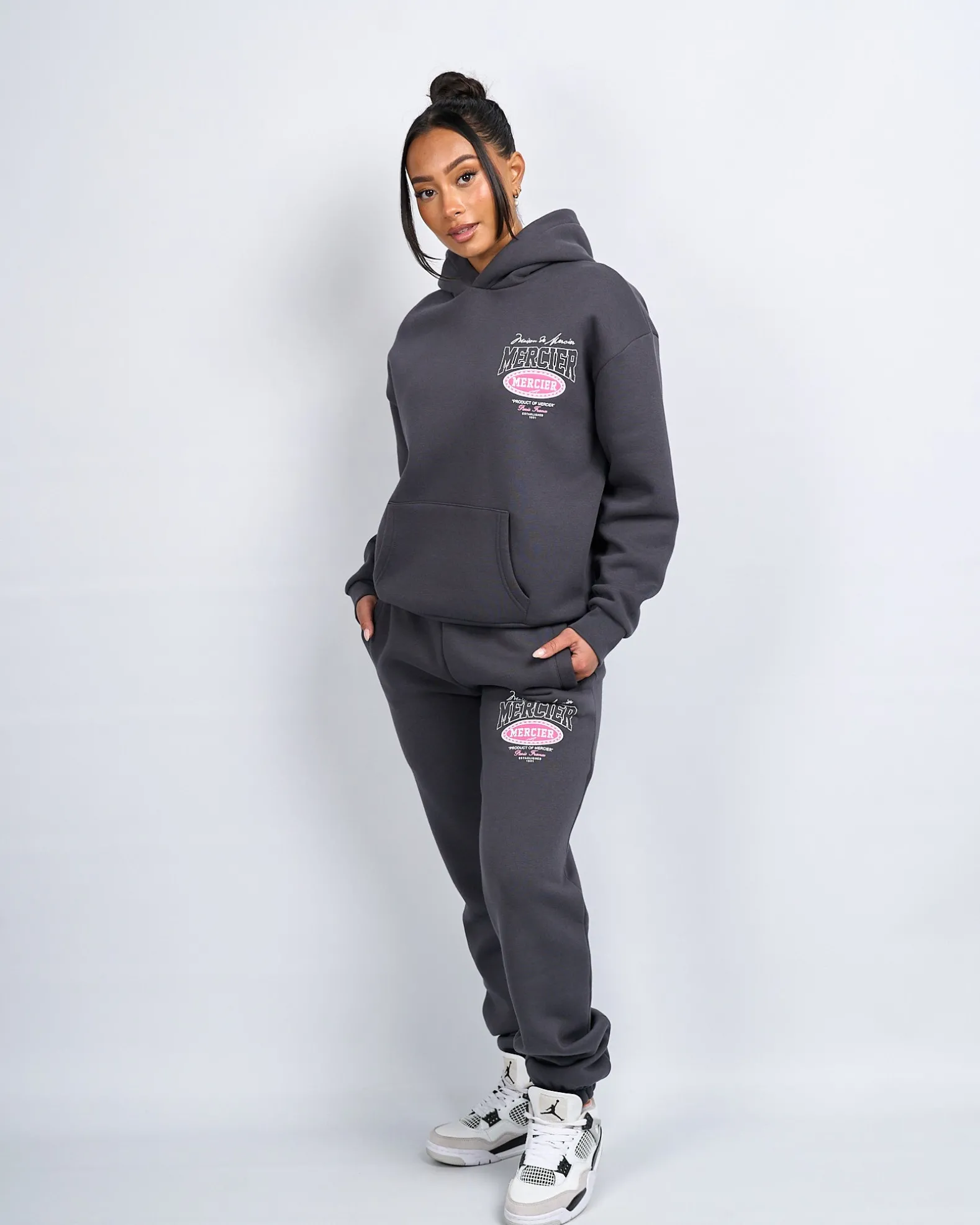 Womens Charcoal Pink Multi Tour Hoodie