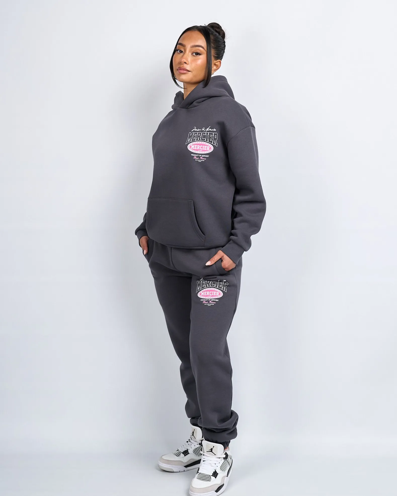 Womens Charcoal Pink Multi Tour Hoodie