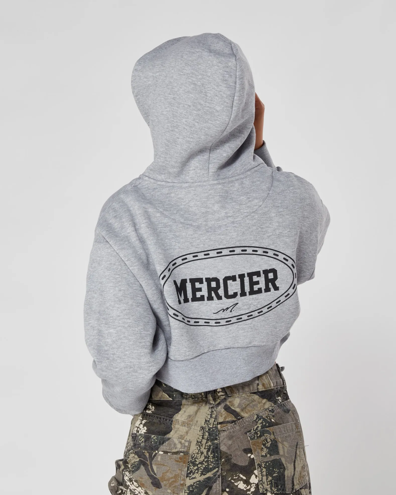 Womens Grey Marl Mercier Maison Cropped Hoodie