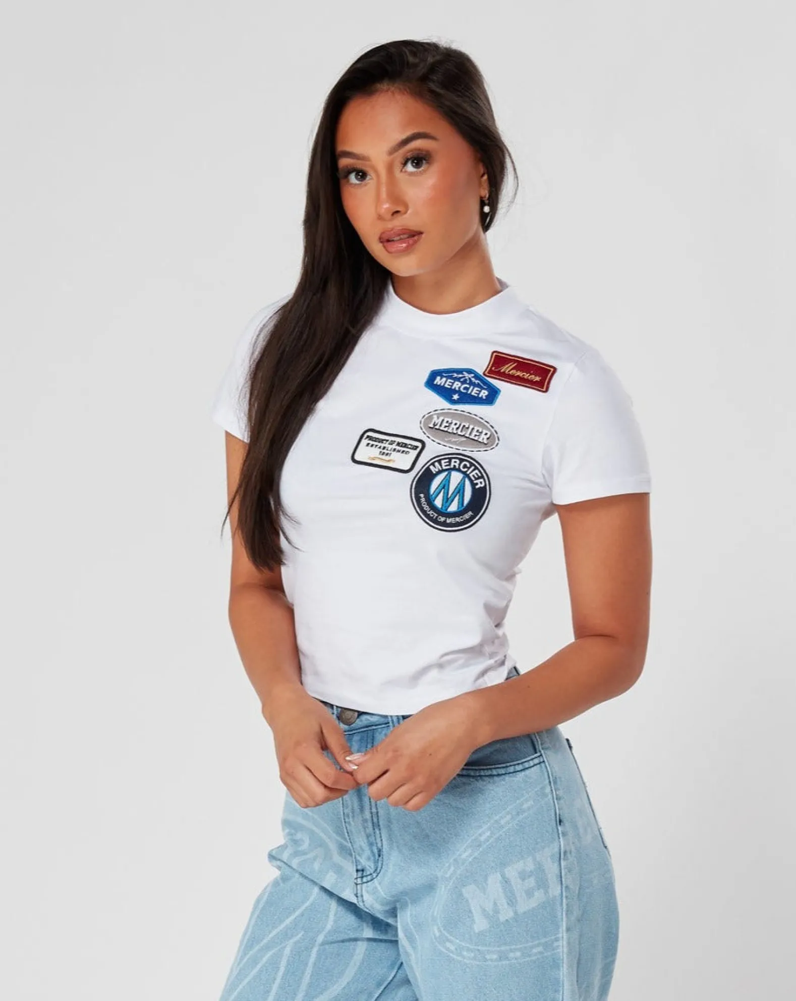 Womens White OG Badge Fitted Tshirt